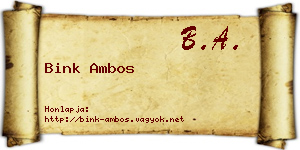 Bink Ambos névjegykártya